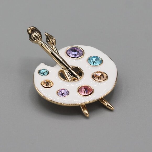 Artist palette pin brooch necklace pendant jewelry fashion new white gold tone - Picture 9 of 12